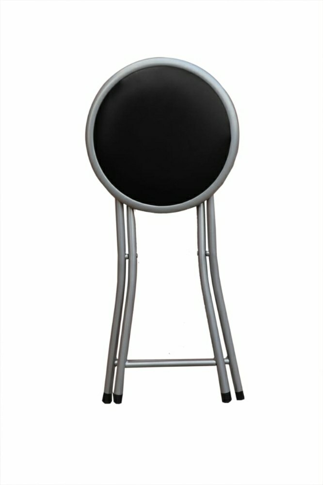 Black Round Metal folding stool, Size: 39*45