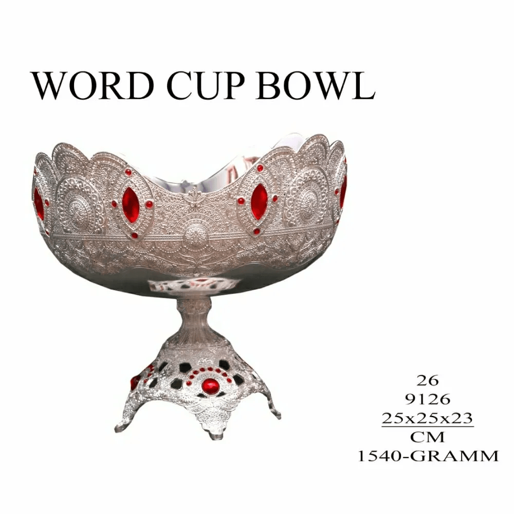 Silver Metal Round World Cup Bowl, For Home Hotel And Restaurant