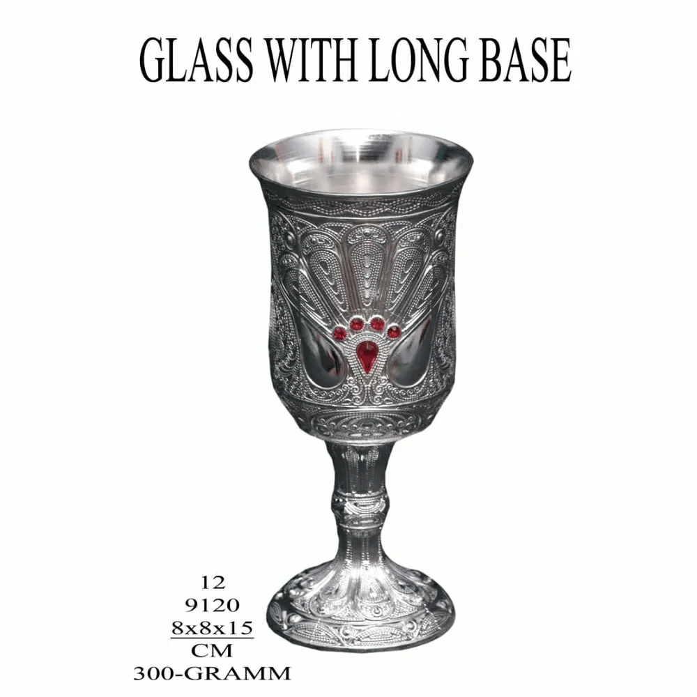 Metal Silver Water glass long base, For House hotel and restaurant