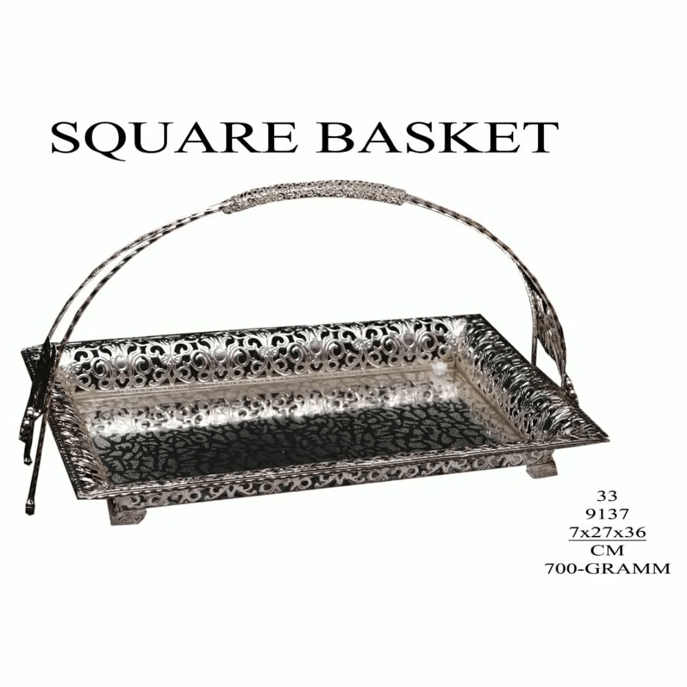 White silver Silver metal Square Baskets, Size/Dimension: 7*27*36, 700 Grams