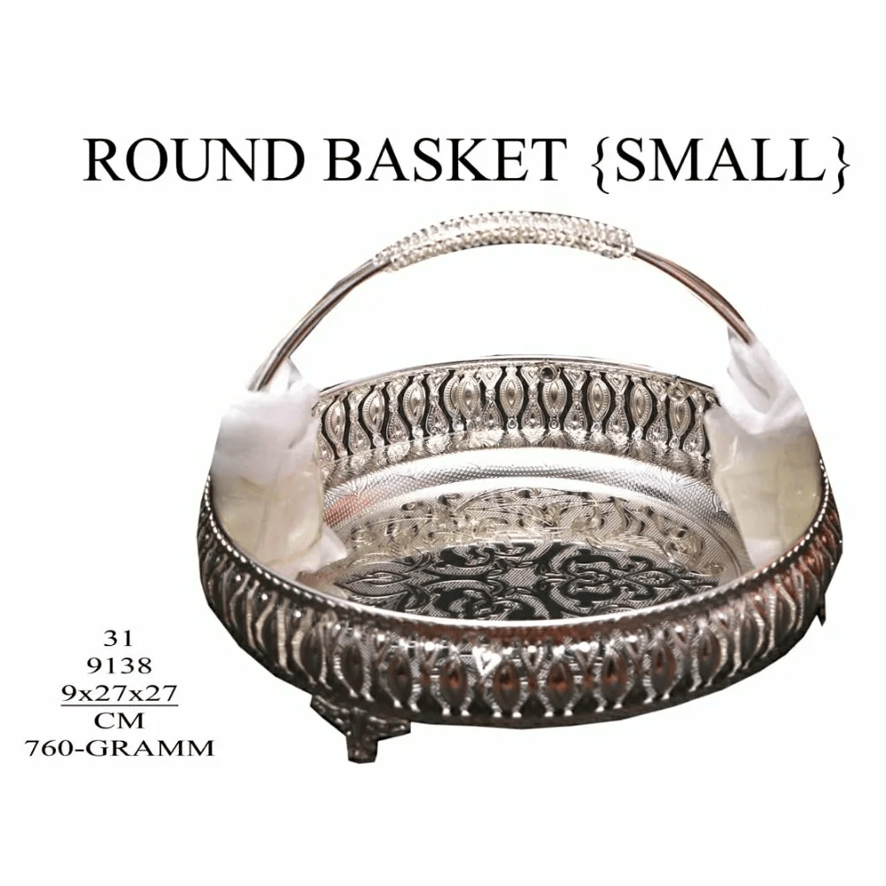 Silver metal Round Basket