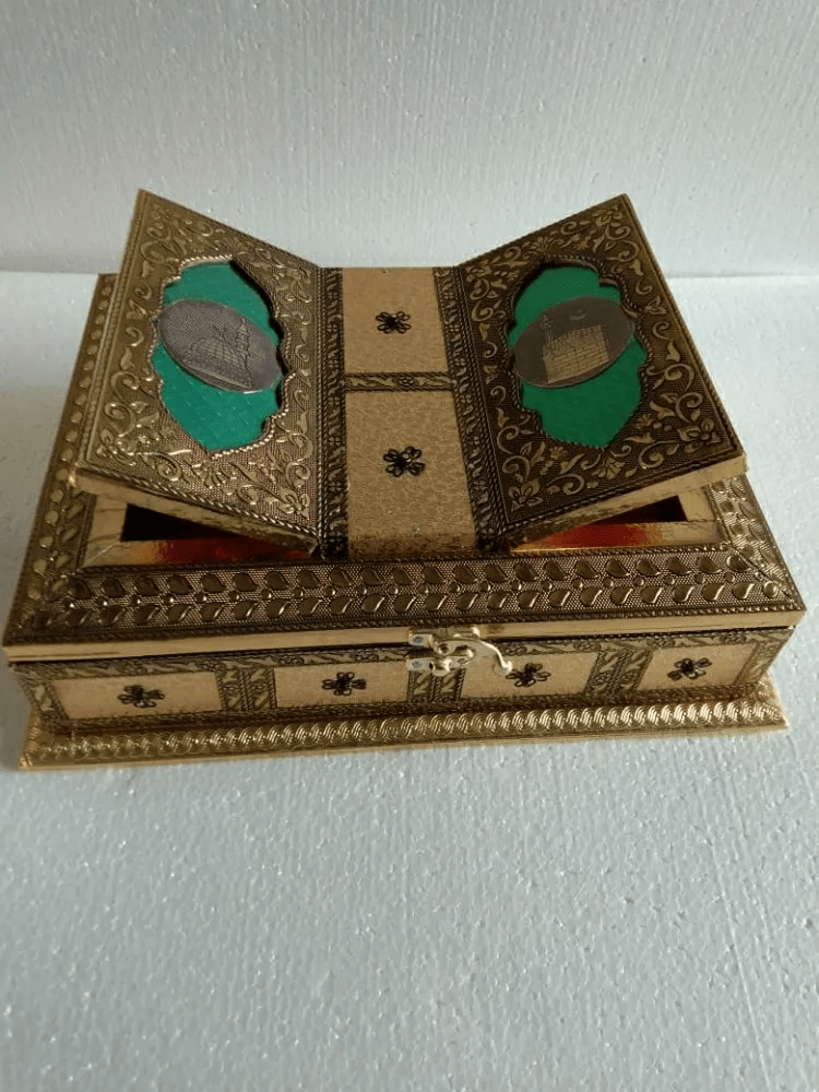 Wooden Red-black-green Quran Box, 9x12