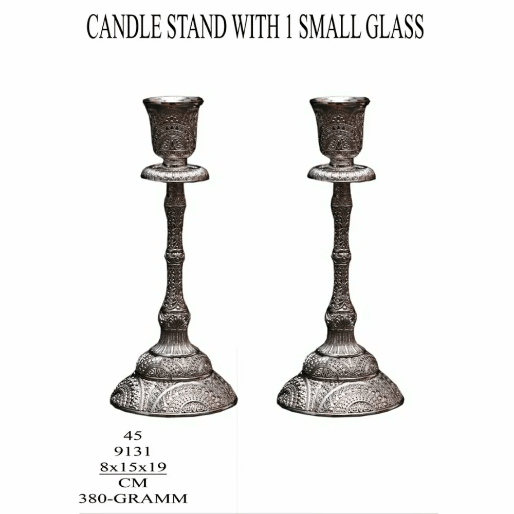 Metal Gloss Candles stand with 5 glass, For Decoration